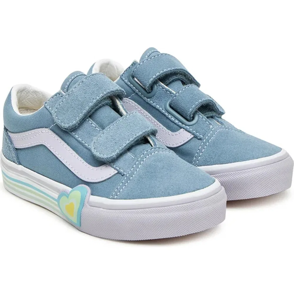 Детские кроссовки для девочек Vans Old Skool V Heart, Blue — фото 2