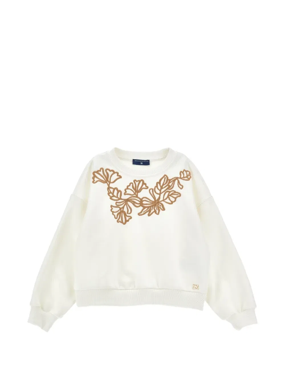 Свитер с цветочной вышивкой Ermanno Scervino Junior, бежевый