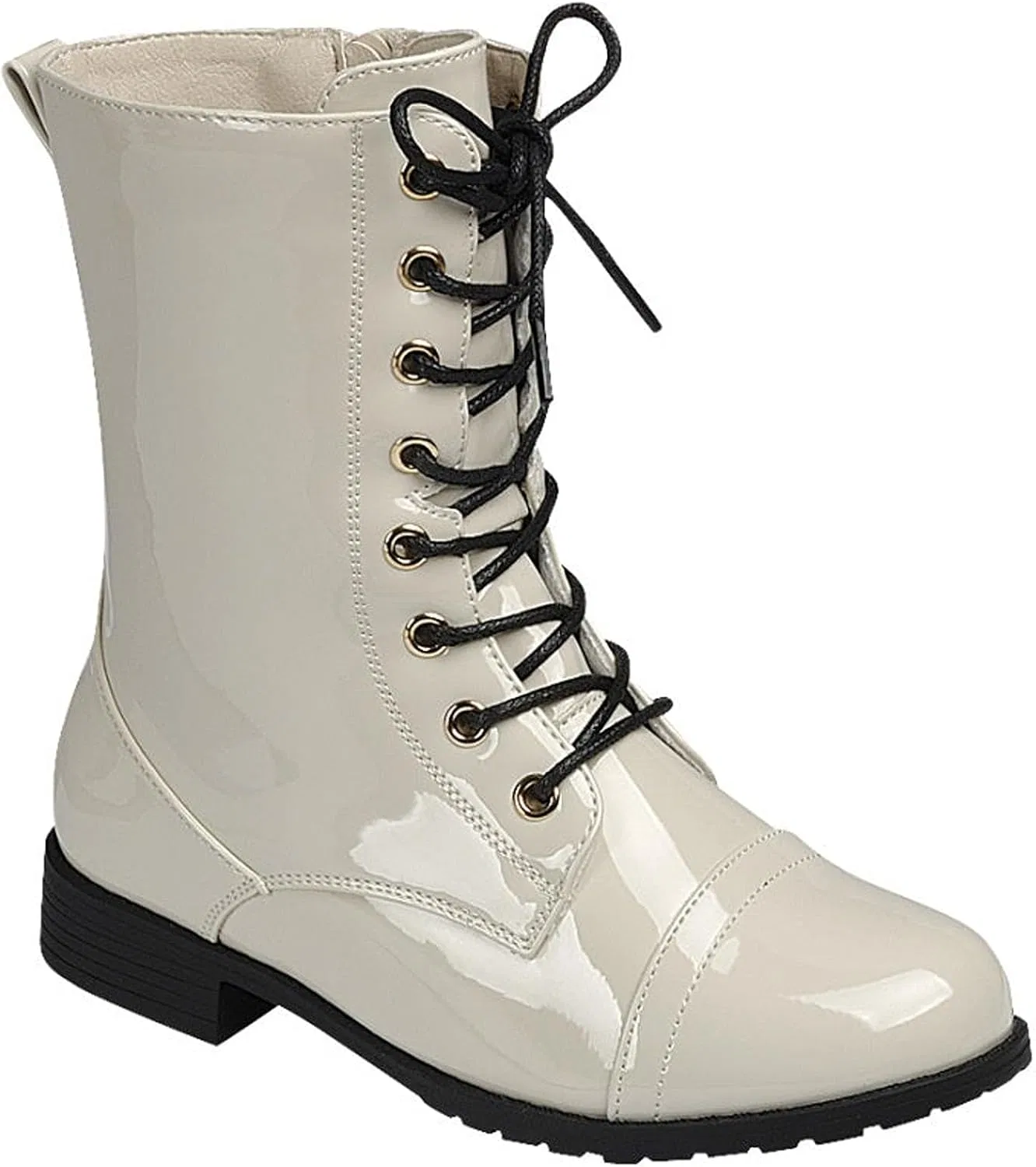 Детские ботинки на шнуровке с молнией Forever Link, Beige Patent