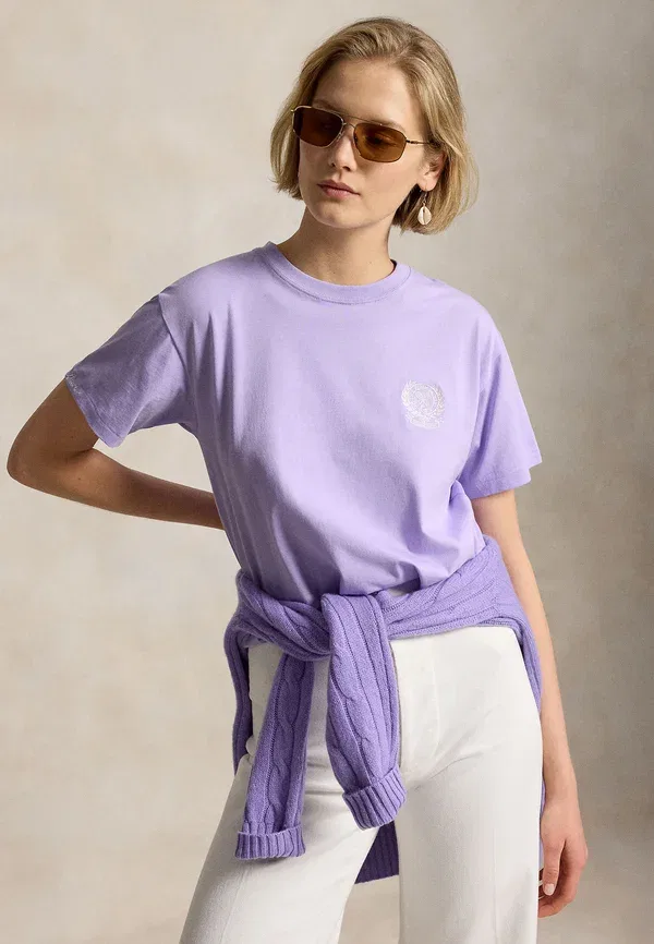 Футболка из хлопка, полупрозрачная Polo Ralph Lauren, фиолетовый