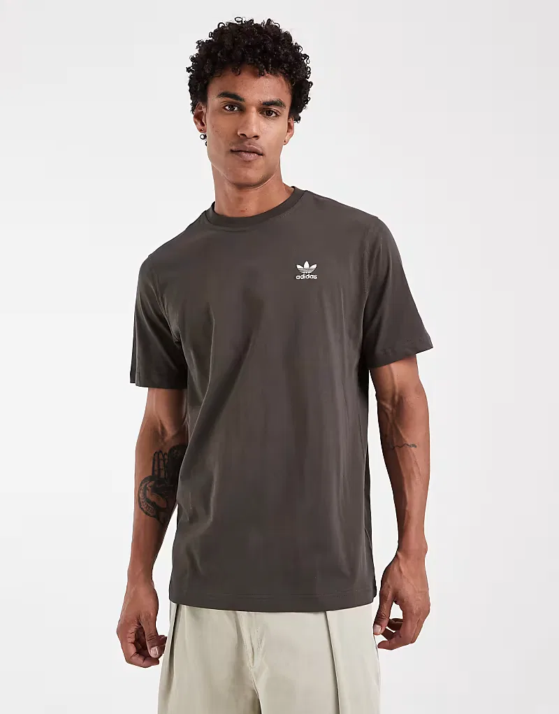 Футболка Adidas Originals Essentials свободного кроя хаки — фото 3