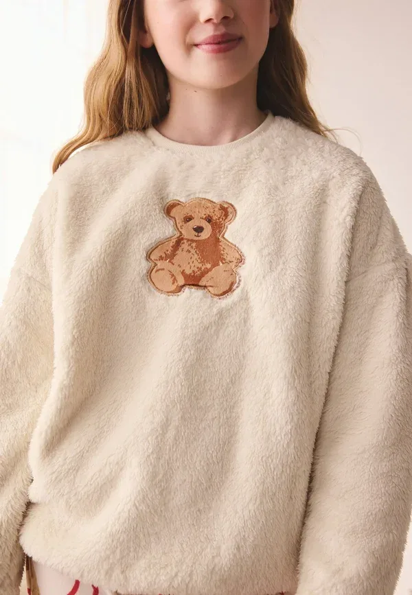 Пижамный комплект из флиса, Regular fit, pyjama set, Next, Cream bear applique, кремовый — фото 3
