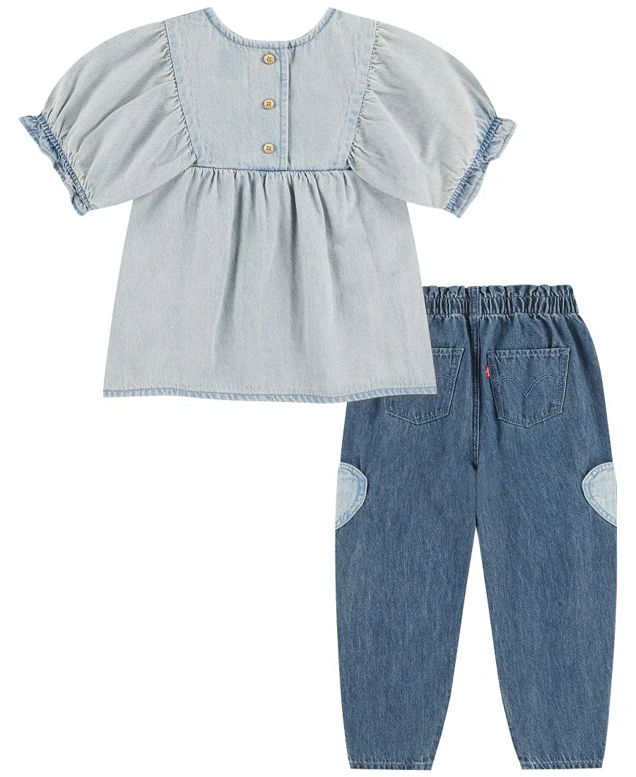 Комплект из топа и брюк-баллонов с кокеткой Levi's, Blue — фото 2