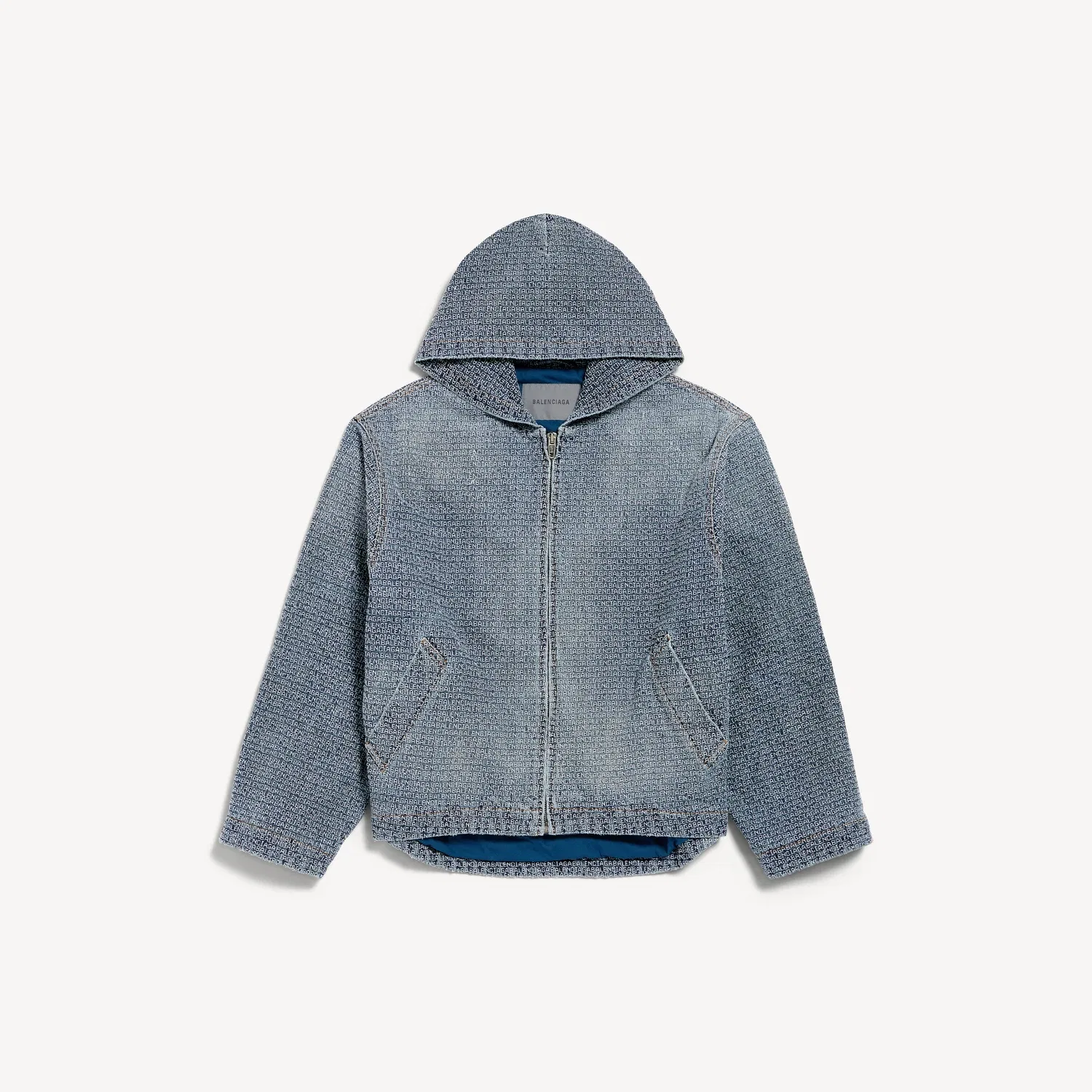 Мужская джинсовая куртка с капюшоном в темно-синем цвете BALENCIAGA, синий