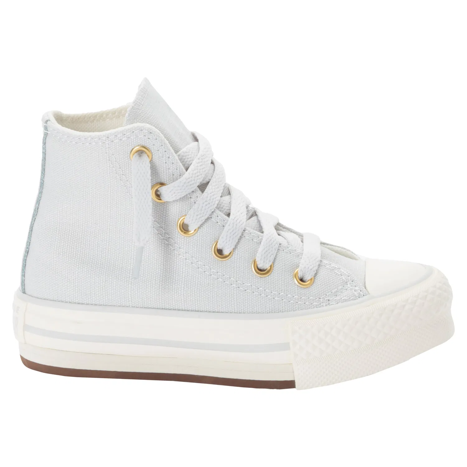 Детские кроссовки на шнуровке Converse, Barely Grey/Egret/Gold — фото 3