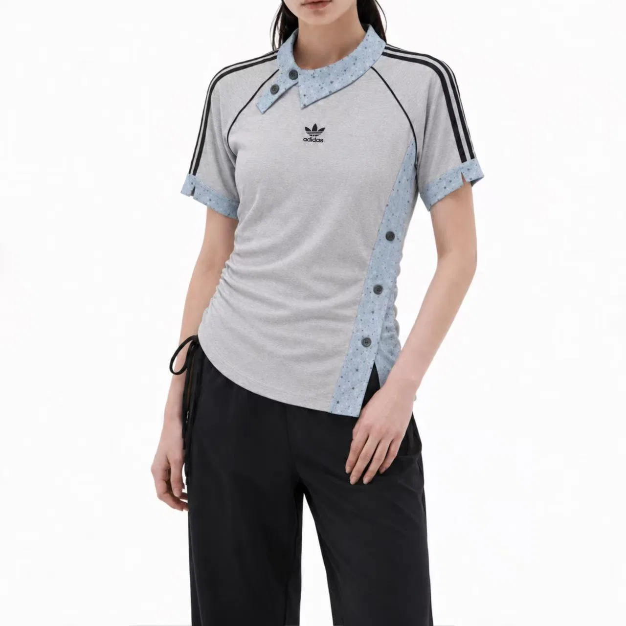Женская футболка с круглым вырезом приталенная Gray Adidas Originals, Gray — фото 4