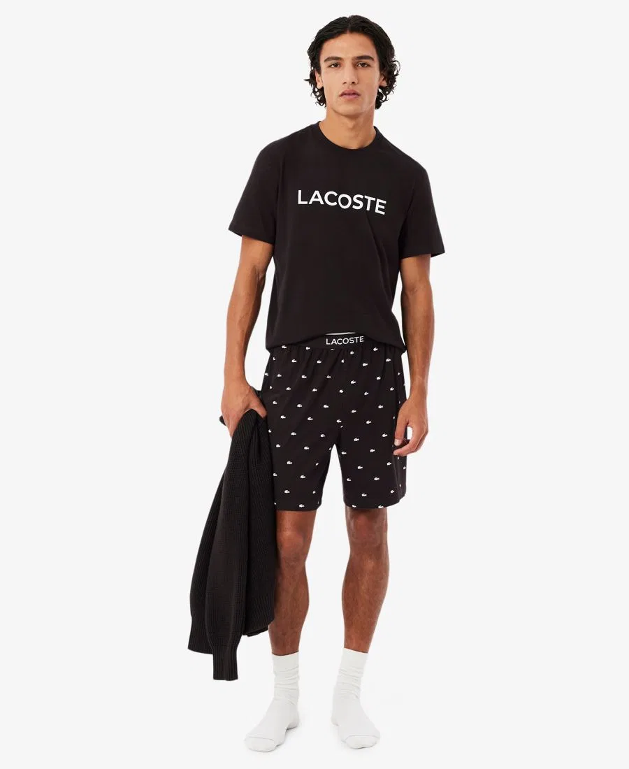 Мужской комплект пижамы с круглым вырезом и шортами Lacoste, Buffalo/White — фото 2