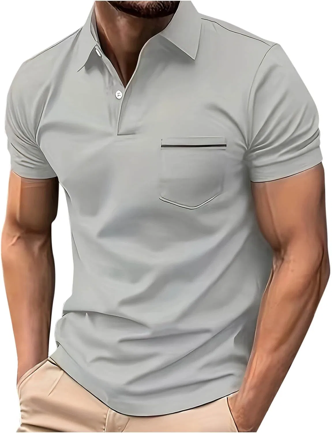 Мужская футболка поло с коротким рукавом Generic, Light Gray