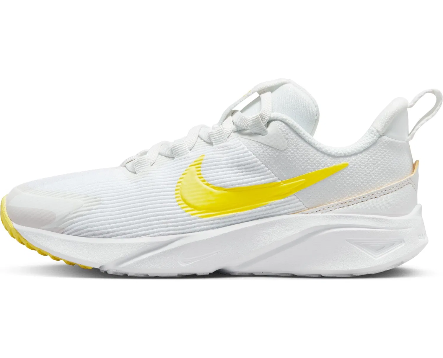 Детские кроссовки для мальчиков с закрытым носком Star Runner 4 NIKE, Summit White Opti Yellow Vivid Sulf