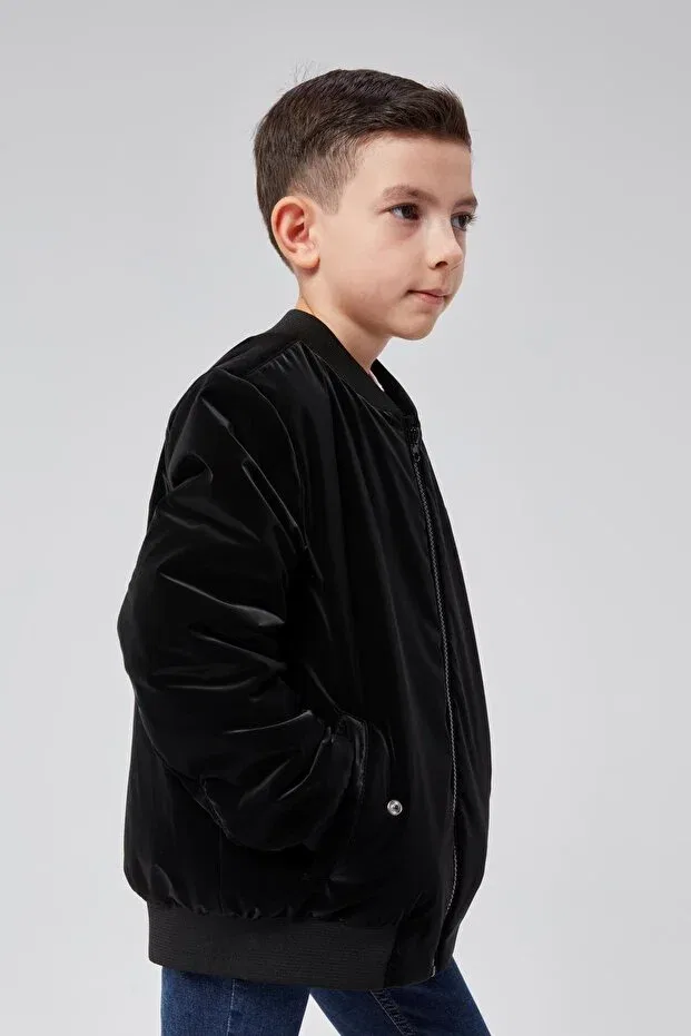 Детская куртка для мальчиков с длинным рукавом Bomber Jacket 51319 Benitto Kids, Black — фото 3