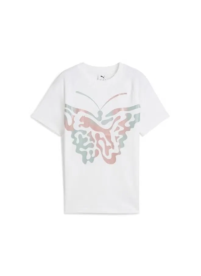 Футболка с принтом бабочки Butterfly vibe logo youth Puma, белый — фото 4