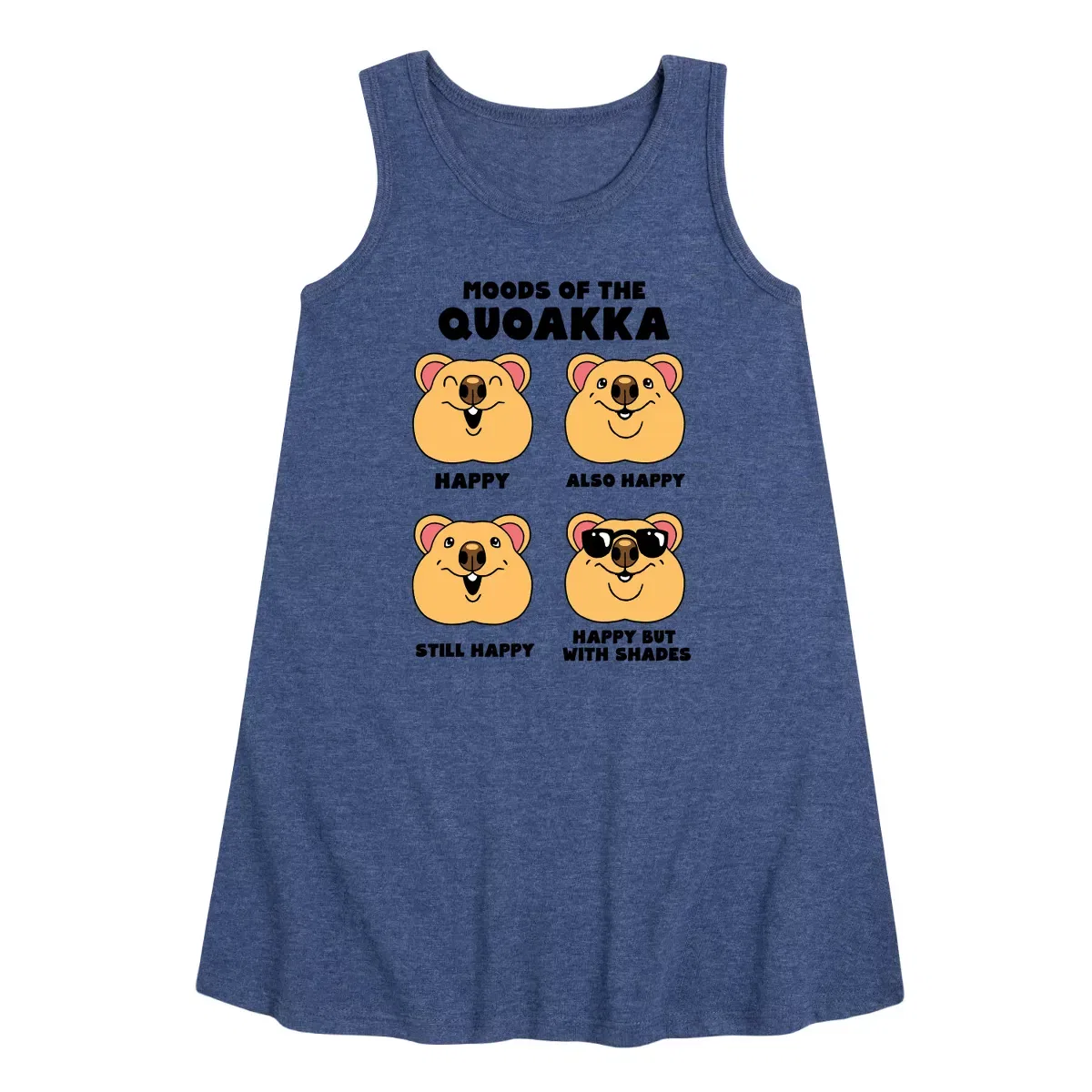 Детское платье для девочек без рукавов Quokka Moods Instant Message, Heather Navy