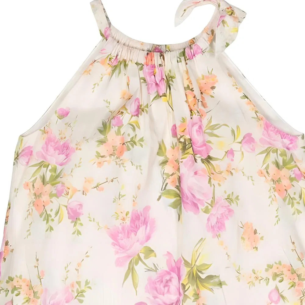 Детская майка на бретелях с цветочным принтом Zimmermann, Purple/Orange Flowers — фото 4
