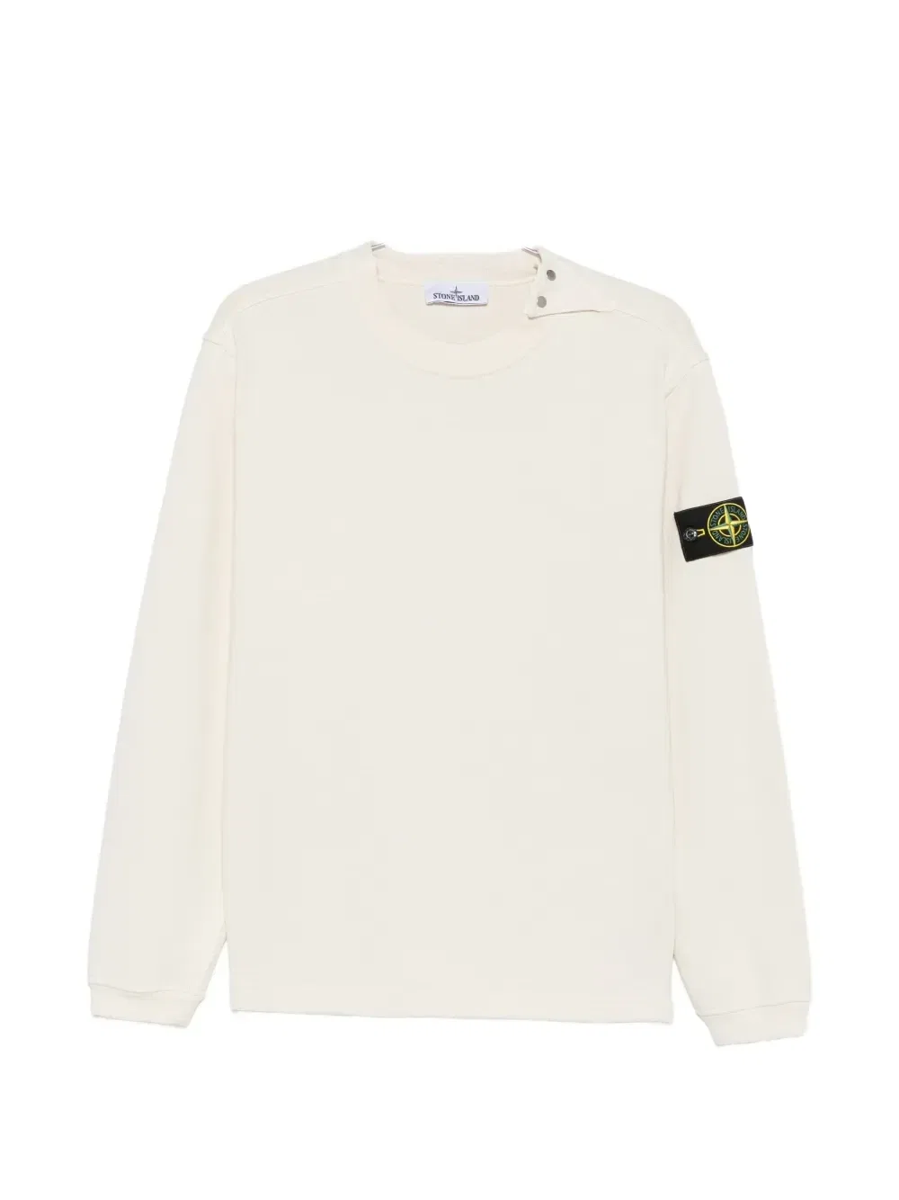 Свитер с нашивкой-логотипом и пуговицами на плечах Stone Island, бежевый