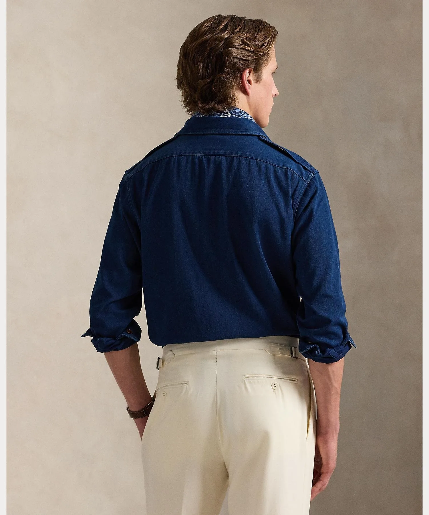Классическая рабочая рубашка-чинос цвета индиго Polo Ralph Lauren, 400 Blue — фото 4