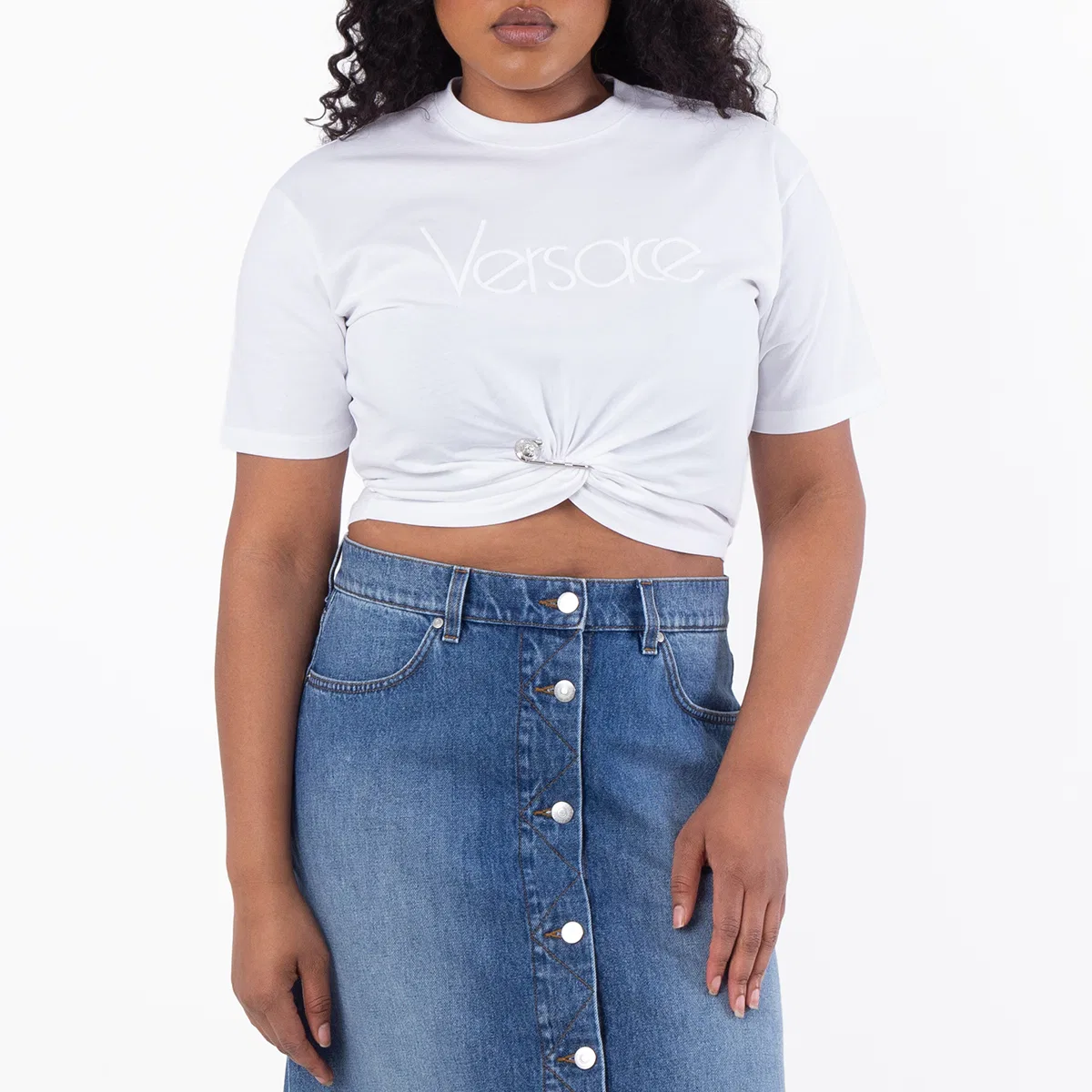 Футболка с логотипом 1978 Re-Edition Logo Safety Pin T-Shirt Versace, Optical White