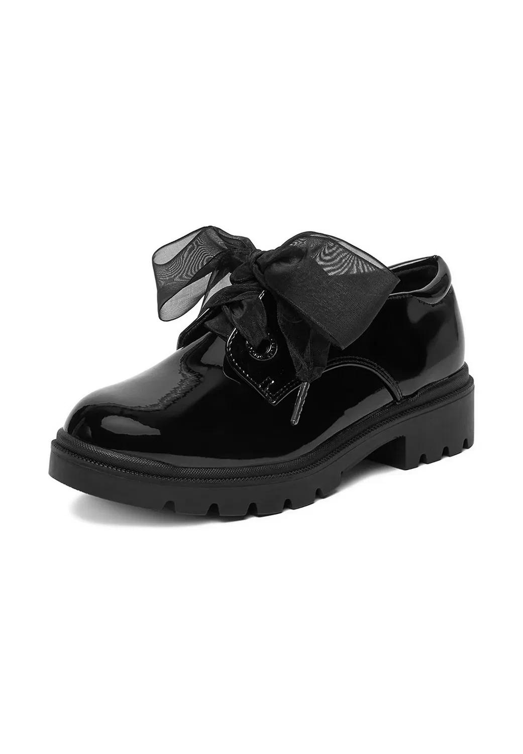 Низкие туфли для девочек 5907964287896 - на шнуровке Deezee, Black — фото 2
