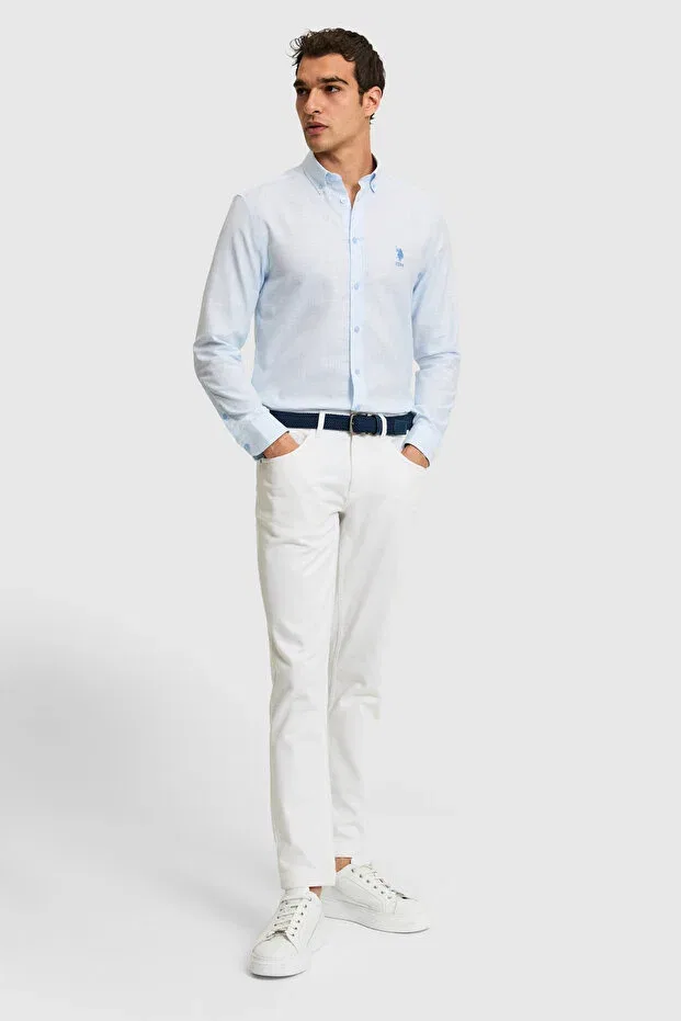 Мужская рубашка с длинным рукавом U.S. Polo Assn., Light Blue — фото 4