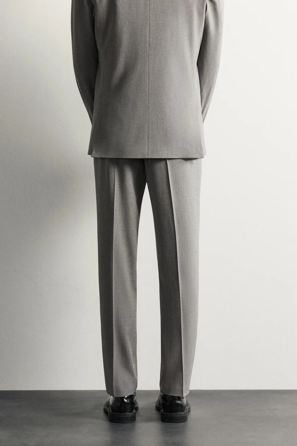 Полосатые костюмные брюки обычного кройа ZARA, Grey marl — фото 3