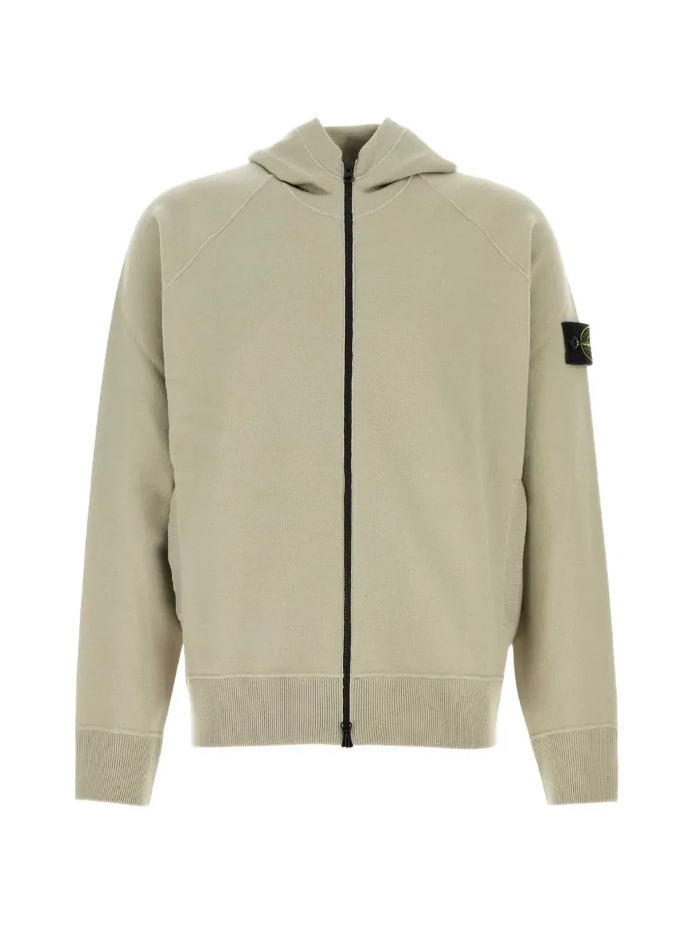 Худи на молнии с нашивкой-логотипом Stone Island, бежевый