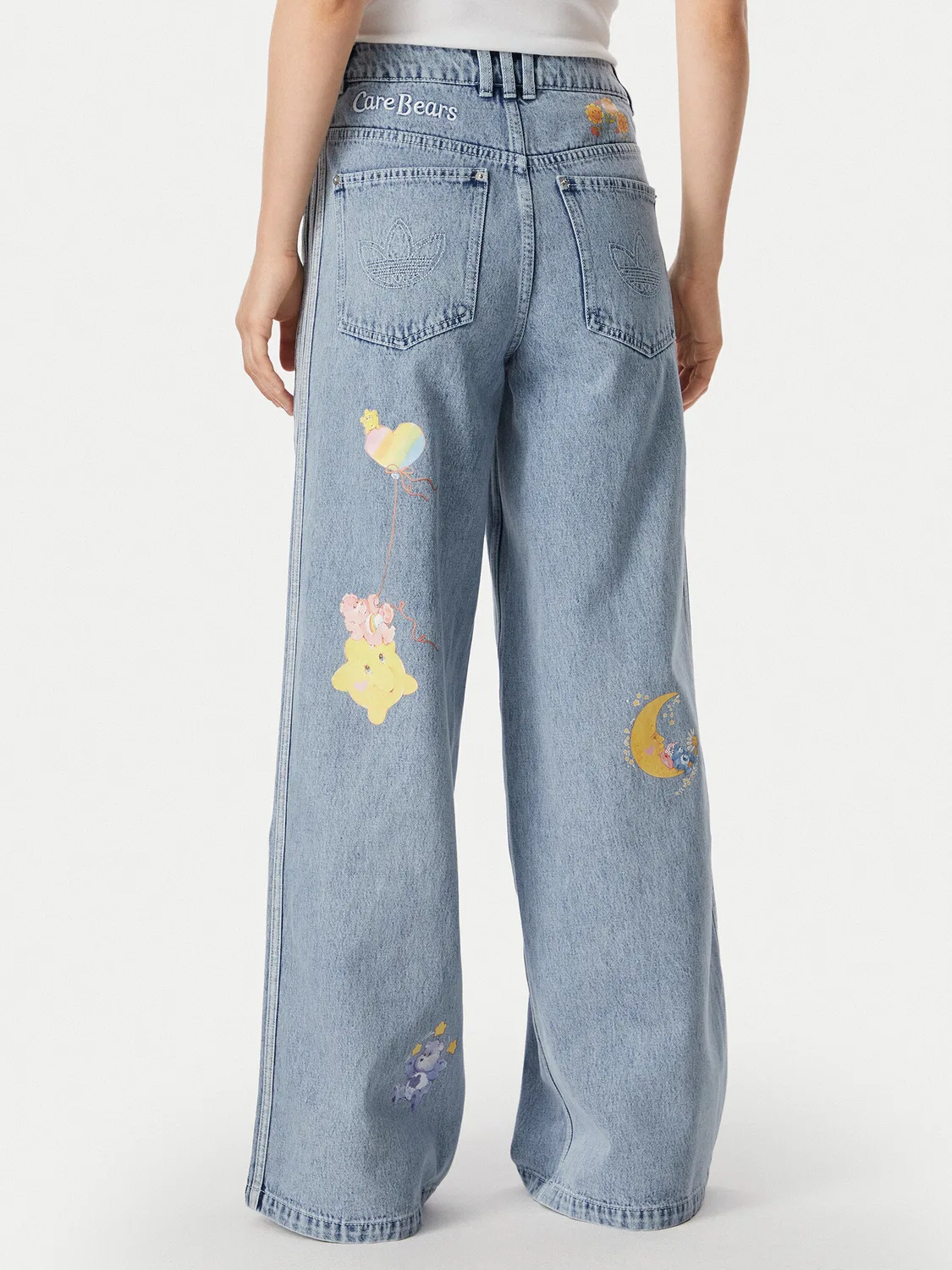 Женские джинсы с широкими штанинами Care Bear High Rise Adidas, голубой — фото 3
