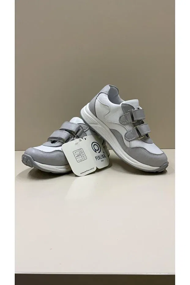 Детские ортопедические спортивные туфли с липучкой Perlina Eren Premium, White