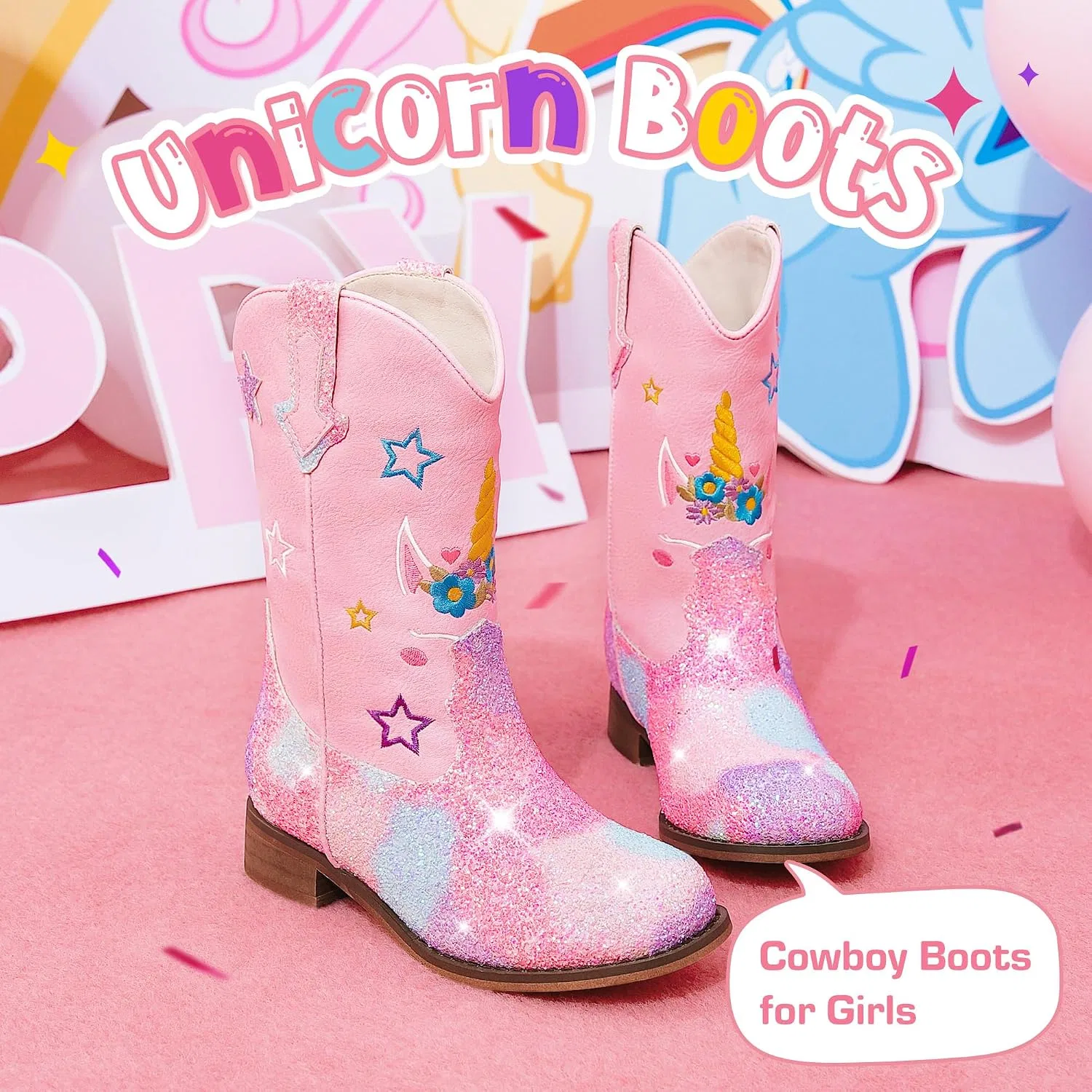 Детские сапоги для девочек с принтом Unicorn Motasha, Unicorn Pink — фото 4