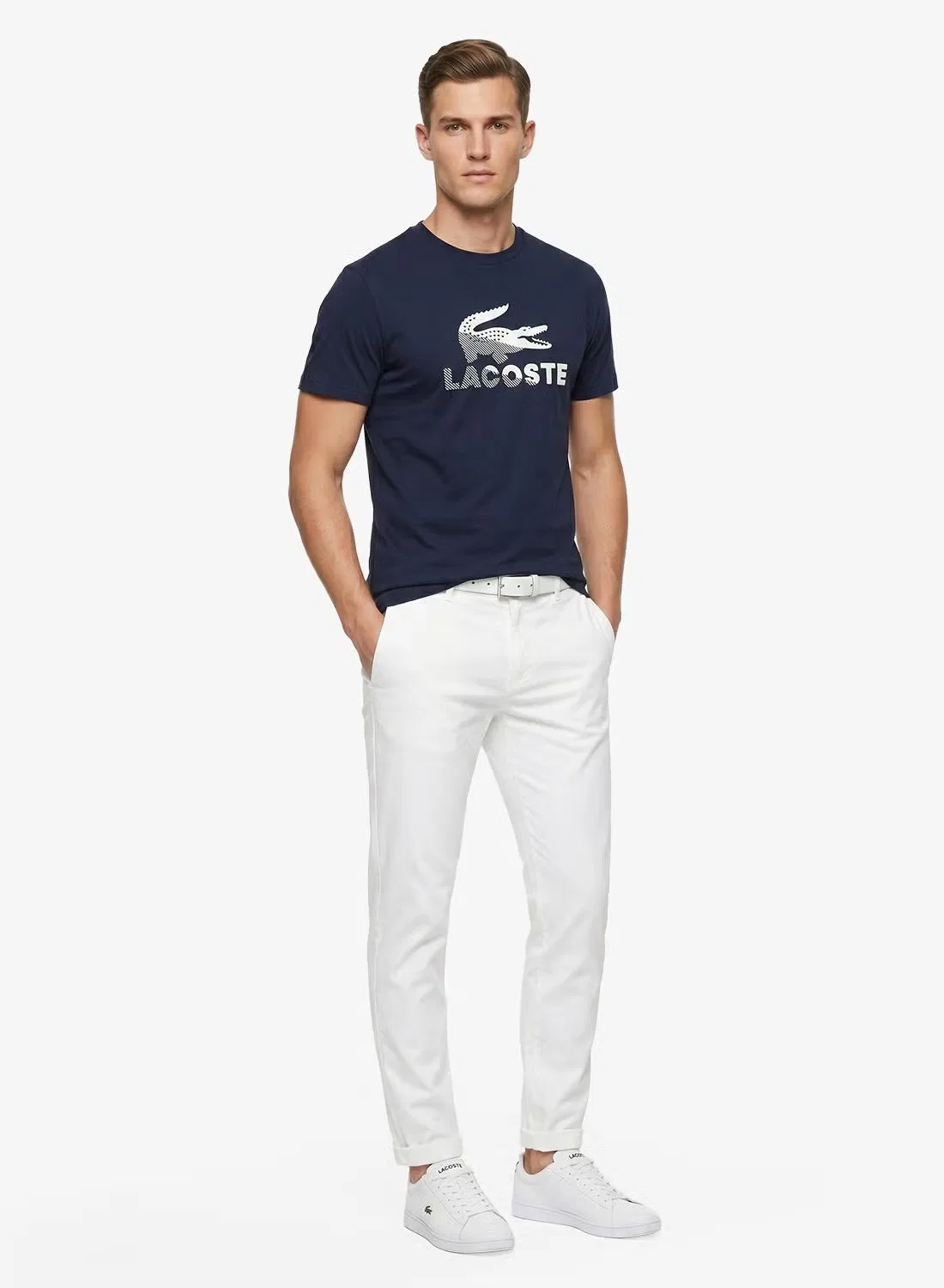 Футболка с высоким воротом, Lacoste, темно-синий — фото 4