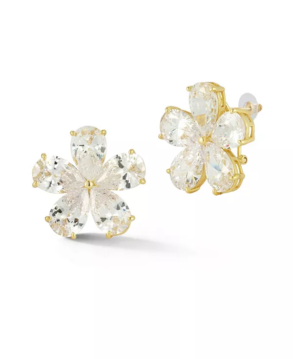 

Серьги-Гвоздики с цветком и подвеской омега из стерлингового серебра 14 карат с золотым покрытием Rachel Zoe, gold