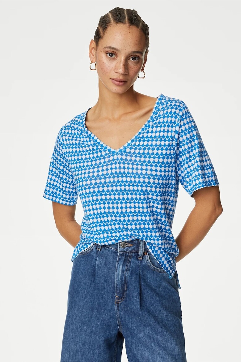 

Футболка из льна и модала с заниженными рукавами Marks & Spencer, белый