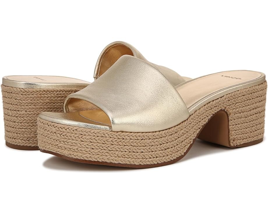 Сандалии Vince Margo Slide Platform, цвет Champagne Metallic Espadrille