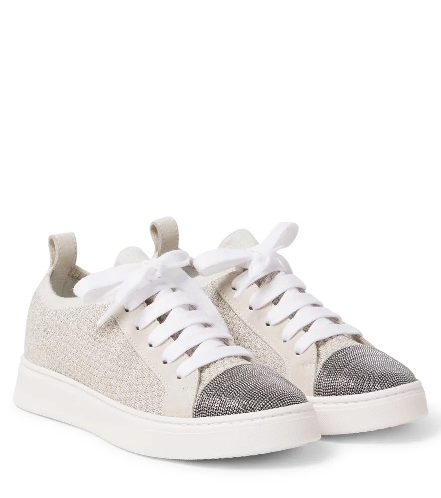 Вязаные кроссовки Monili Brunello Cucinelli Kids, бежевый