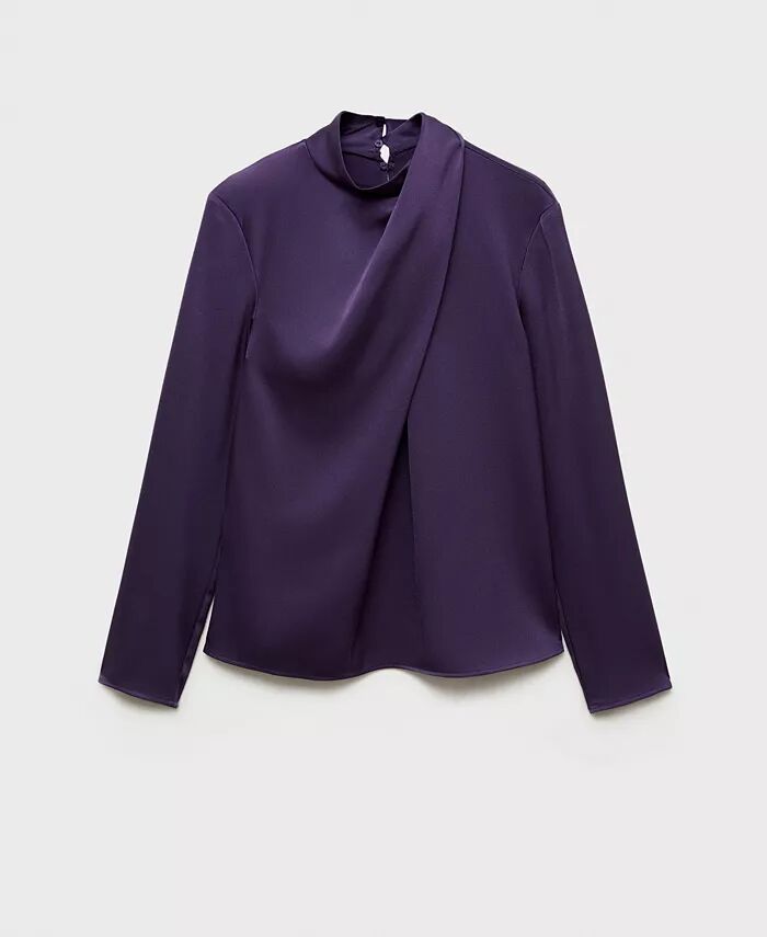 

Женская водолазка с драпировкой из атласа MANGO, фиолетовый