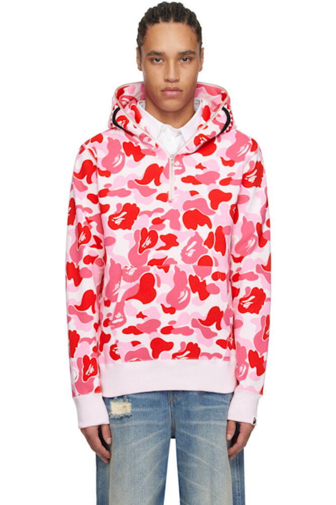 

Толстовка с капюшоном ABC Camo Shark на половину молнии розового цвета BAPE