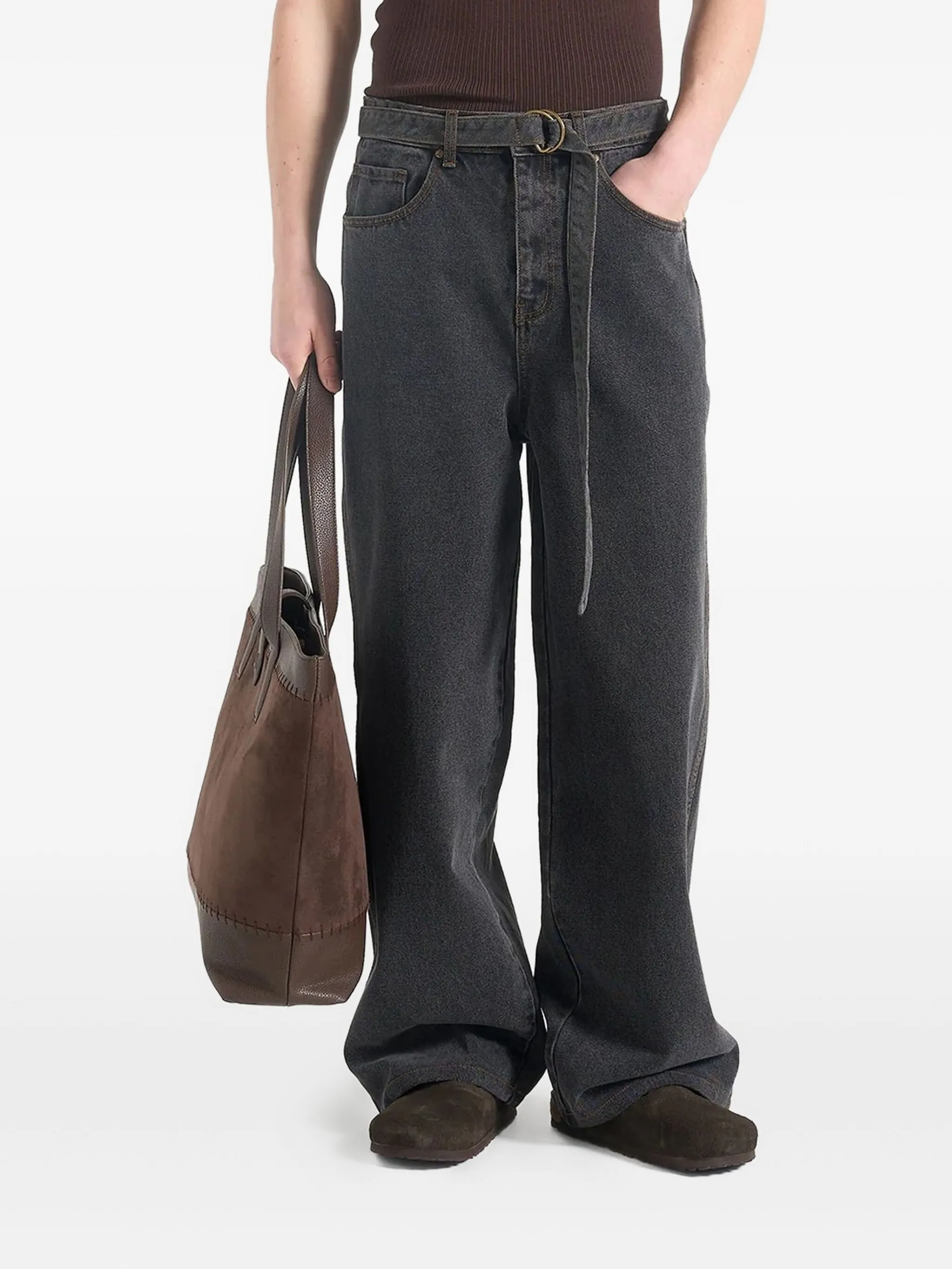 

Широкие джинсы Adam с поясом Manière De Voir, черный