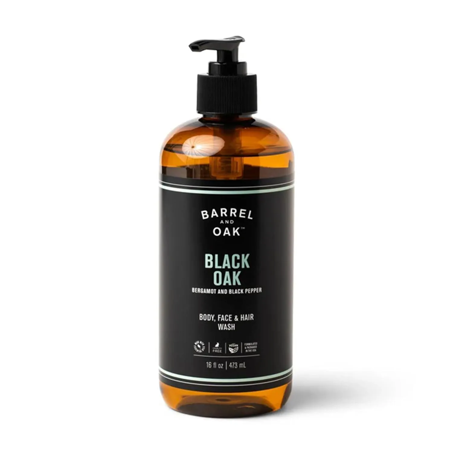 Barrel & Oak All-in-One Wash для лица, волос и тела, веганский увлажняющий гель для мужчин, набор для ухода, Black Oak, 16 унций 473 мл (1 шт.), white