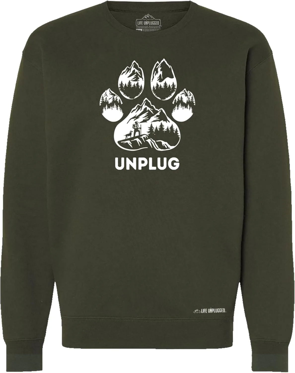 

Толстовка с принтом горного пейзажа и следом лапы Life Unplugged