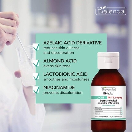 Эмульсия Bielenda — Dr Medica Дерматологическая очищающая от прыщей для лица, шеи и спины, 250 мл — фото 3