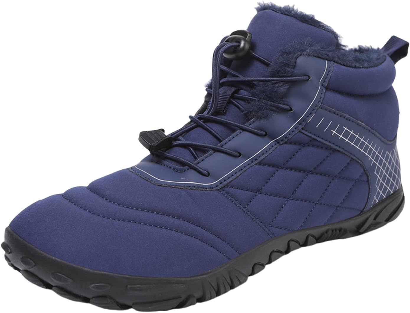 

Мужские и женские минималистичные обувь Зимние сапоги, подошва с нулевым перепадом, теплые, удобные, противоскользящие походные ботинки Generic, темно-синий