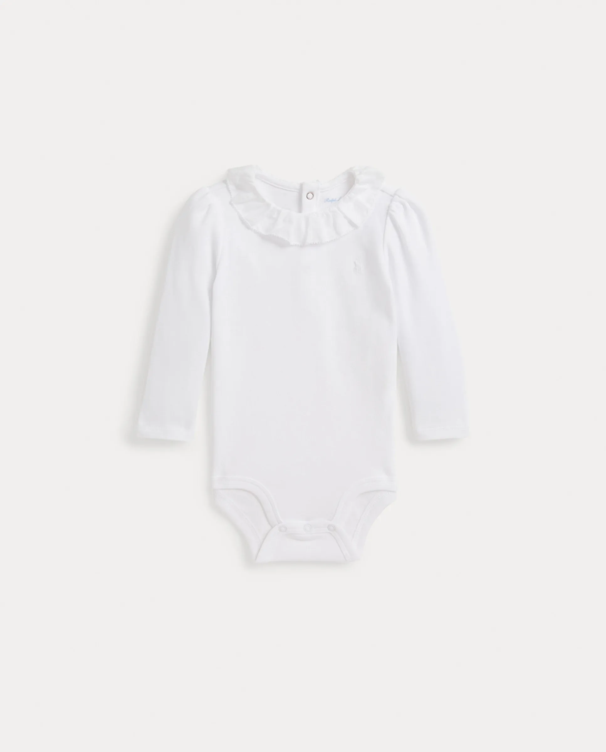 

Детское боди для девочки из хлопка с длинным рукавом Polo Ralph Lauren, белый