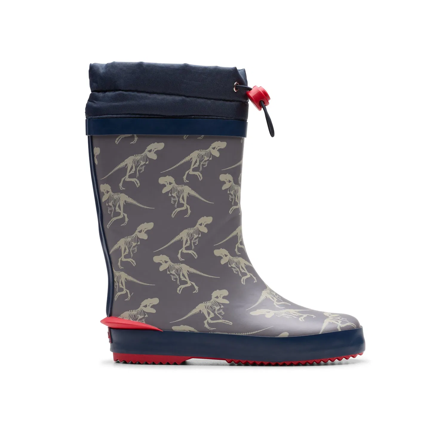 Детские резиновые сапоги с принтом стегозавра Clarks, серый