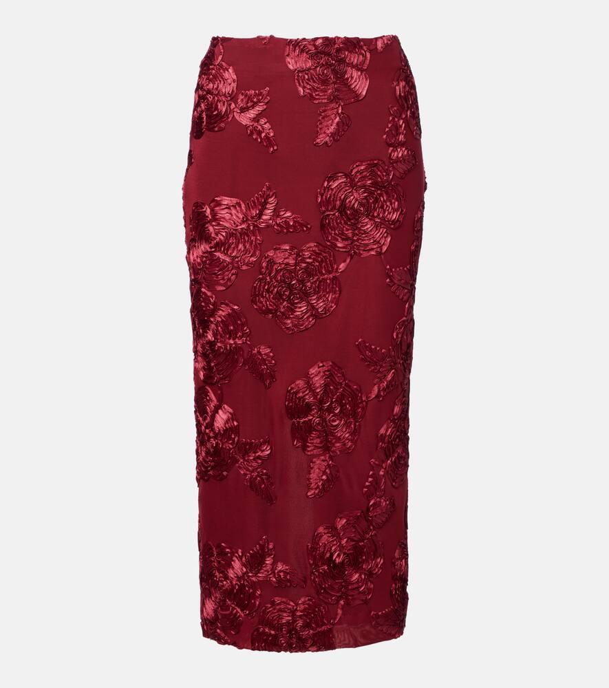 

Сетчатая юбка-карандаш с цветочной аппликацией Rotate, Sun Dried Tomato