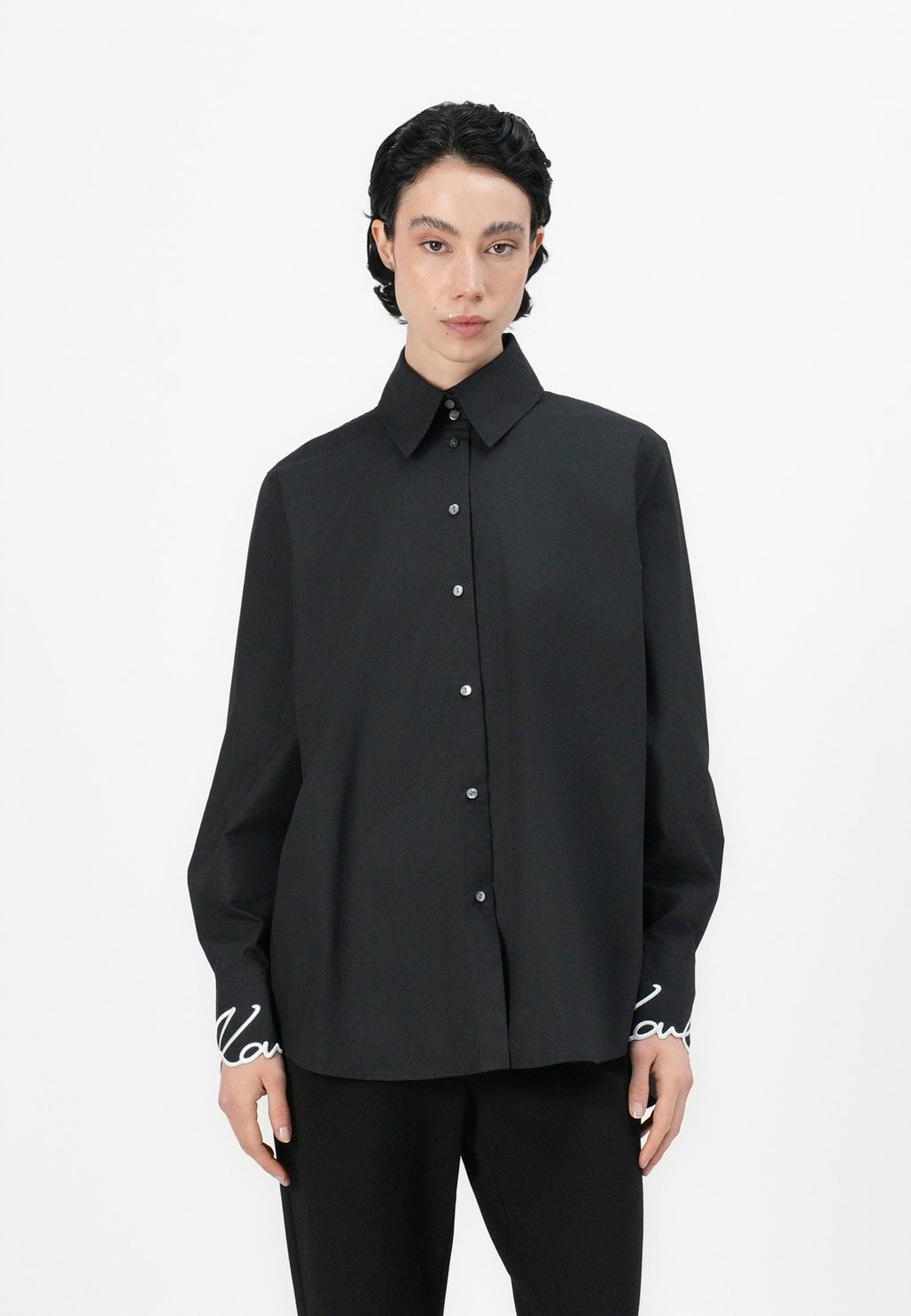 

Блузка на пуговицах SIGNATURE CUFF SHIRT KARL LAGERFELD, черный