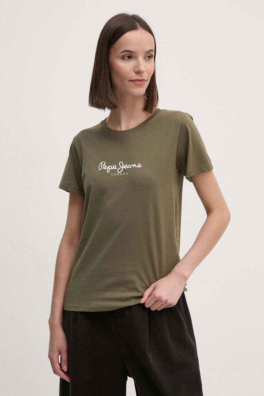 

Хлопковая футболка Pepe Jeans FLOWER, зеленый
