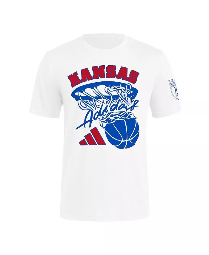 

Мужская белая баскетбольная футболка Kansas Jayhawks 70th Anniversary adidas