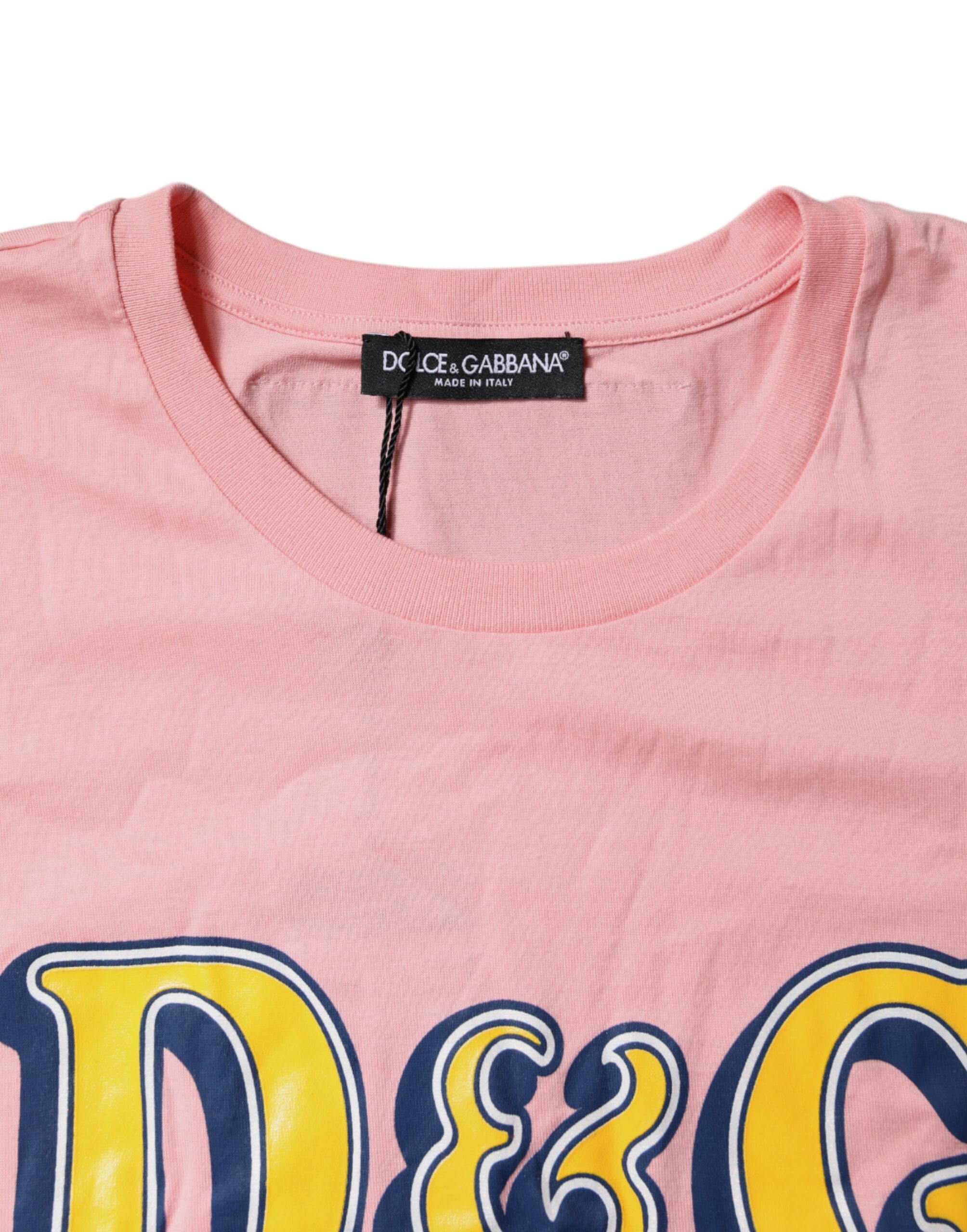 Футболка из хлопка с круглым вырезом и принтом розового логотипа Dolce & Gabbana — фото 4
