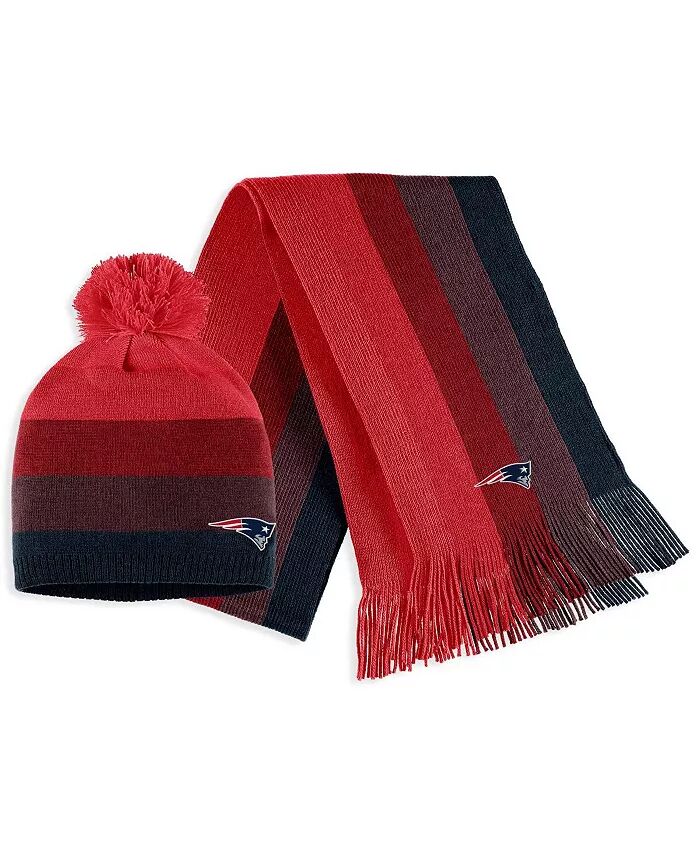 

Женский красный комплект из шапки и шарфа New England Patriots Ombre Pom WEAR by Erin Andrews