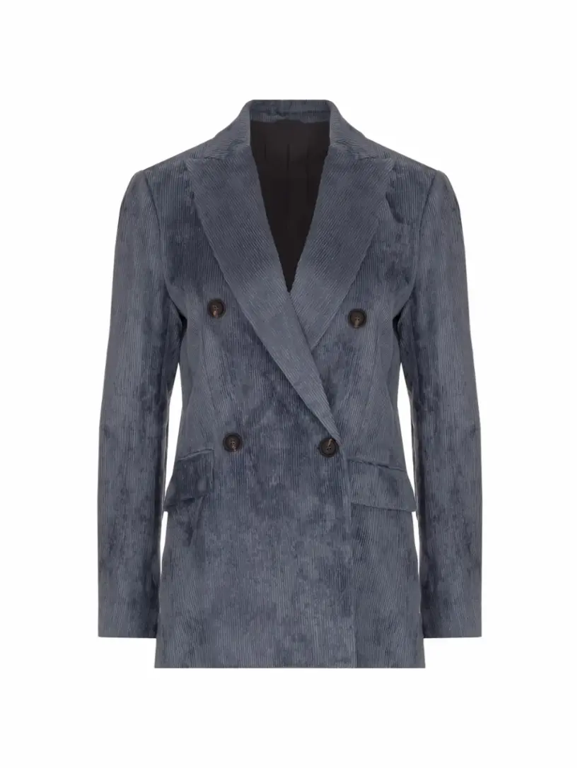 

Двубортный вельветовый жакет Brunello Cucinelli, синий
