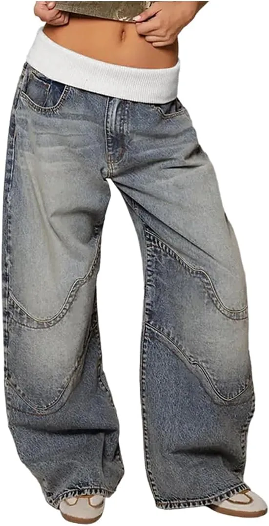 

Джинсы женские Y2k baggy low waist wide leg Lvpier