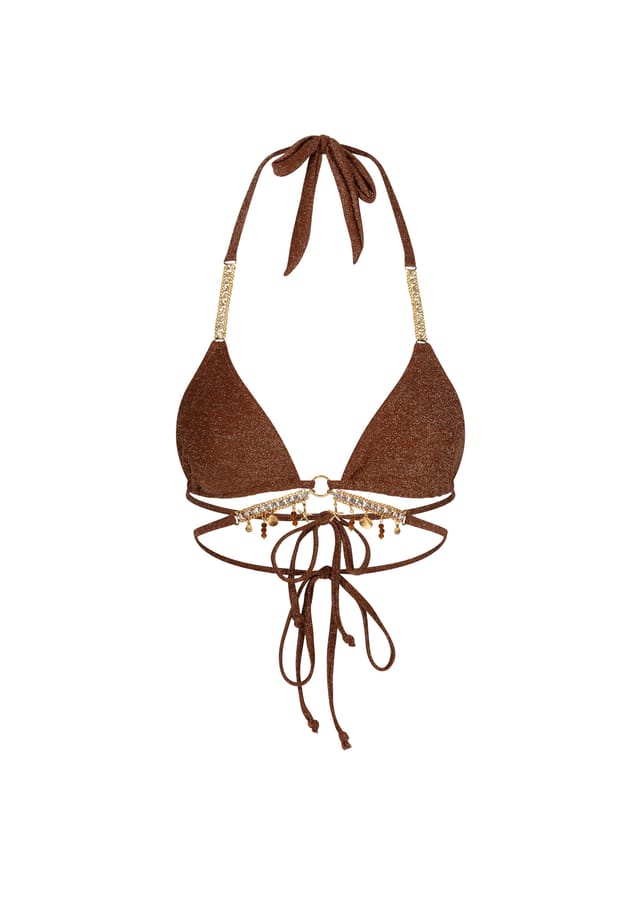 

Верх бикини lumiere seychelles со сверкающими подвесками Moda Minx, цвет caramel